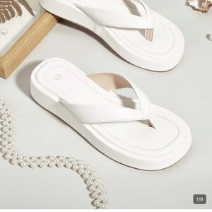 Classic White Women's Platform Flip Flop Sandals